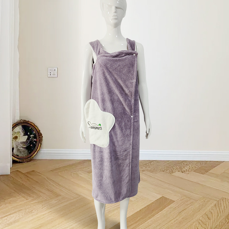 목욕 타월 보라색 착용