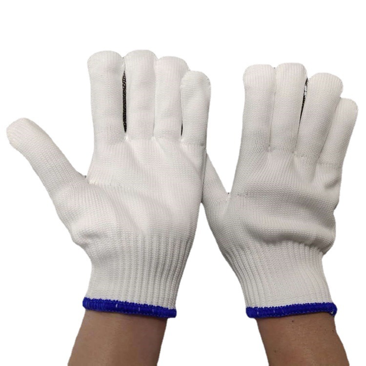 批发加厚耐磨700克尼龙手套工厂车间作业手部防护手套 蓝边白手套