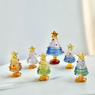 Coloured glaze color matching solid silk winding small Christmas tree mini cute ornaments handmade wholesale small red book explosions gifts