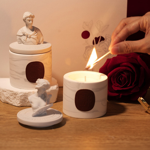 Saint George Statue Aroma Candle Gift Box Sculpture Ornament Soy Wax Aroma Essential Oil Wedding Birthday Gift