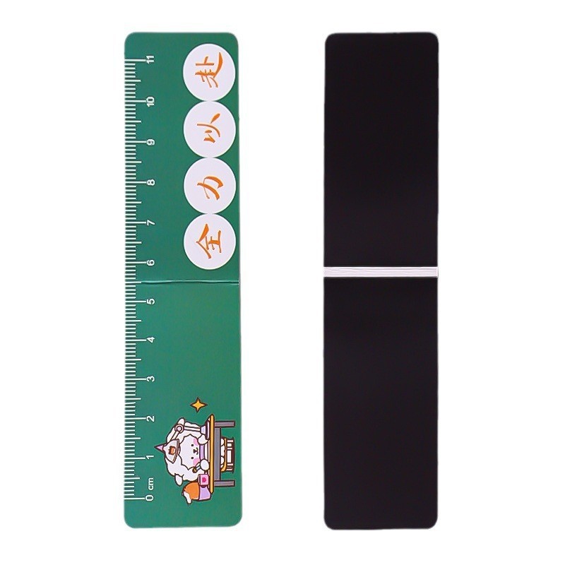 Regla magnética plegable Regla de marcadores Clip de página de libro Escala de texto inspiradora Herramienta de medición de pintura para estudiantes de primaria
