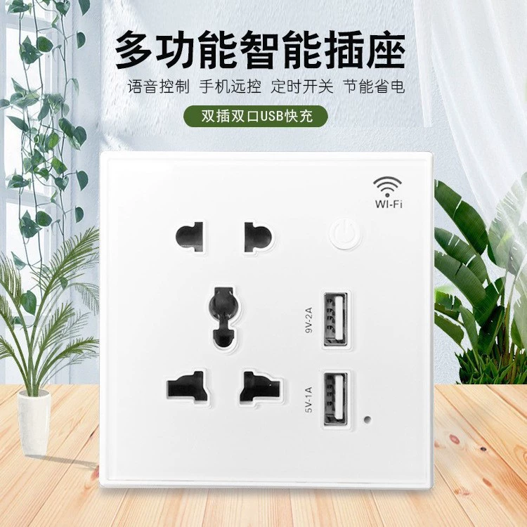 Tuya Smart Type 86 Zigbee socket WIFI mobile phone remote timing control glass panel rounded corners with USB