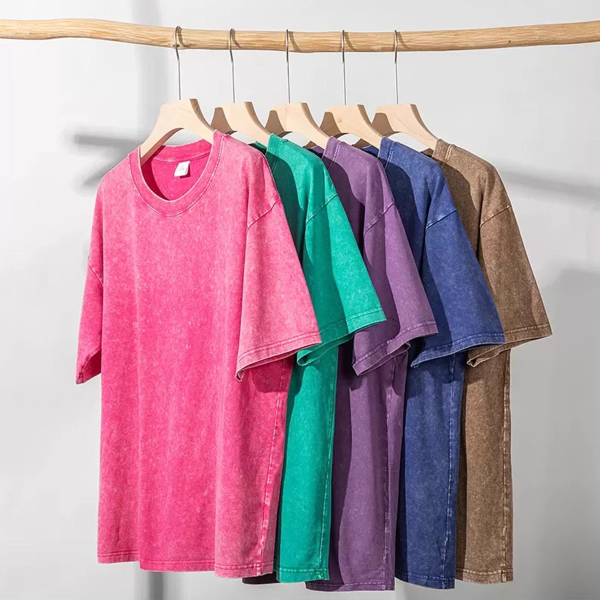 230g lavado retro vieja camiseta venta directa de fábrica código de belleza transfronterizo camiseta de hombro caído de algodón de manga corta