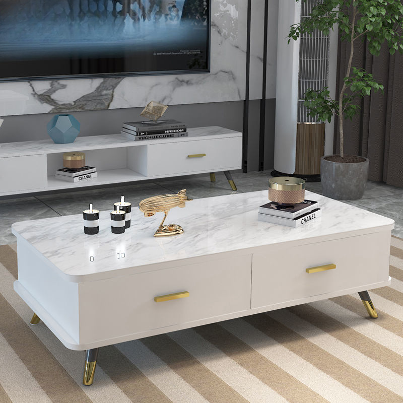 나무 커피 테이블: 흰색과 흰색 대리석 120개