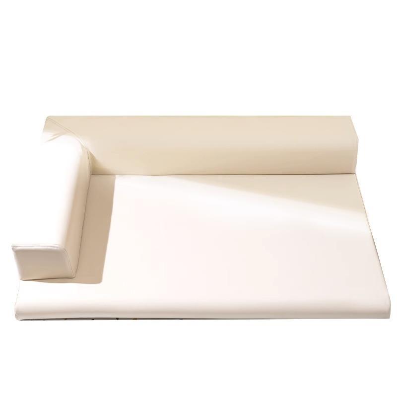 Perrera simple de cuero liso en forma de L nido perro dormir descanso estera extraíble y lavable oso peluche mascota sofá