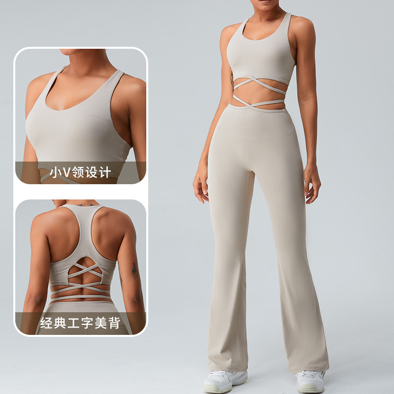 Transfronterizo europeo y americano sexy espalda ropa de yoga sujetador de las mujeres corriendo fitness chaleco en forma de I empujar hacia arriba a prueba de golpes ropa interior deportiva