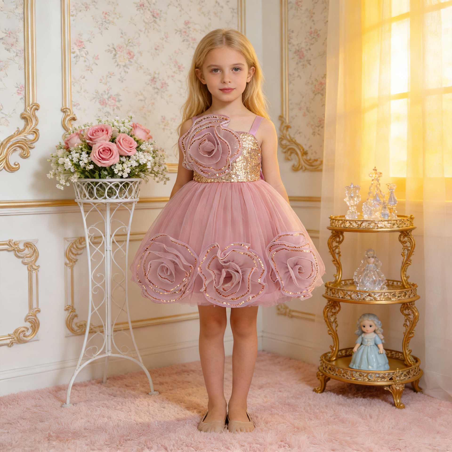Vestido para niños de Amazon, vestido de princesa, vestido de flor, vestido de fiesta de niña de flores, vestido de noche de un año de bebé