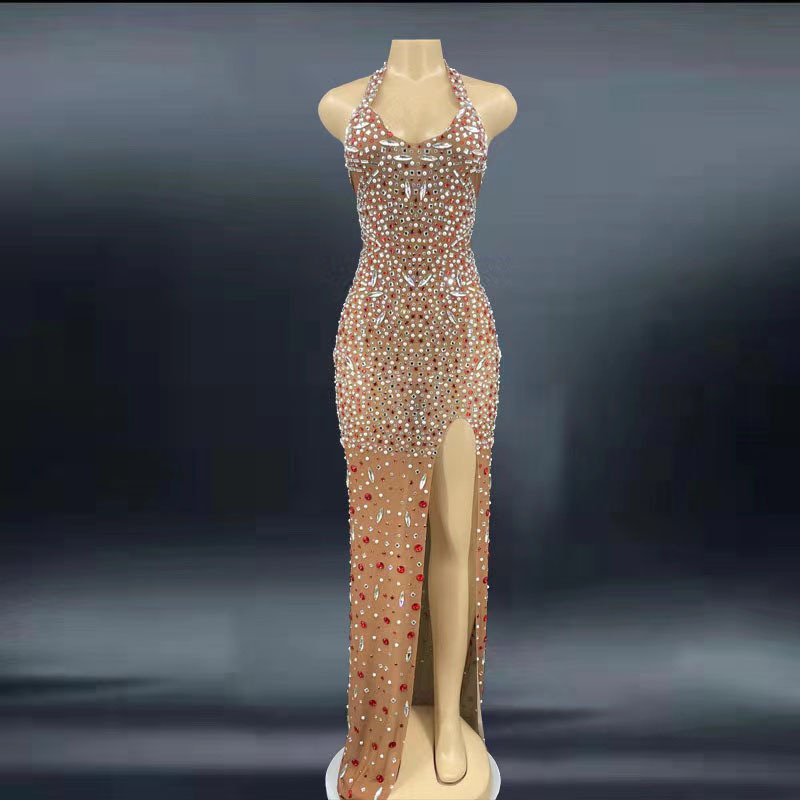 Women's Luxury Clothing 2024 Sparkling Rhinestone Long Dress Prom Crystal Backless Dress Elegant Stunning Sleeveless Women's Luxury Clothing 2024 Sparkling Rhinestone Long Dress Prom Crystal Backless Dress Elegant Stunning Sleeveless