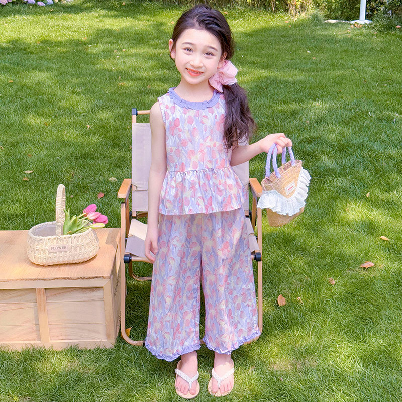 女童套装2025夏季新款女童韩版夏季薄款女童两件套女童套装