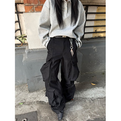 美式高街cleanfit多口袋弯刀解构工装休闲裤男廓形设计感长裤子潮