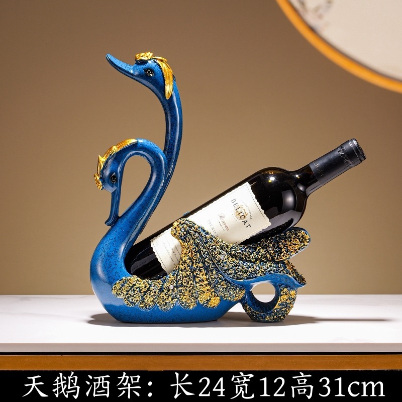 創意軽豪華高級ワインラックの黒白鳥がハイエンドのテーブルを飾っています。|undefined