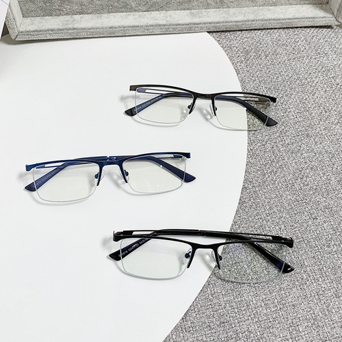 New blue light goggles metal half-frame business frame glasses 5916 fashionable small frame flat glasses direct from the manufacturer