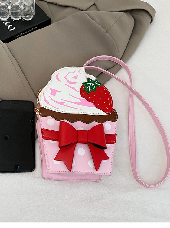 国境を越えてかわいいいちごケーキバッグ蝶ネクタイ手作り女性バッグ洋気かわいいプリンセスバッグファッションシングルショルダーバッグ|undefined