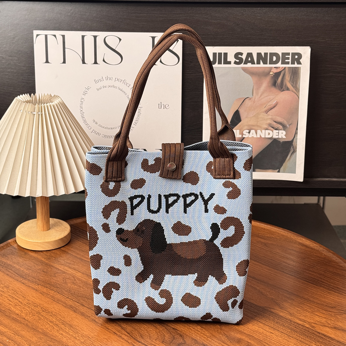Cartoon Graphic Knit Button Closure Everyday Tote Bag 21