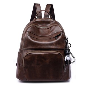 Cross-Border Backpack Women's 2021 New Korean Style Trendy Fashion Pu Soft Leather Women's Backpack Casual Retro Anti-Theft School Bag