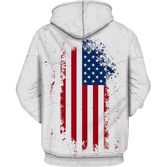 Bandera de belleza simple graffiti impresión digital 3D suéter con capucha con cordón suelto de manga larga para hombres de la calle principal europea y americana