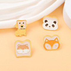 Adorable Panda Toast Bread Pin, Metal Badge Pin, Animal Fox, Doggy, Small Pet Food
