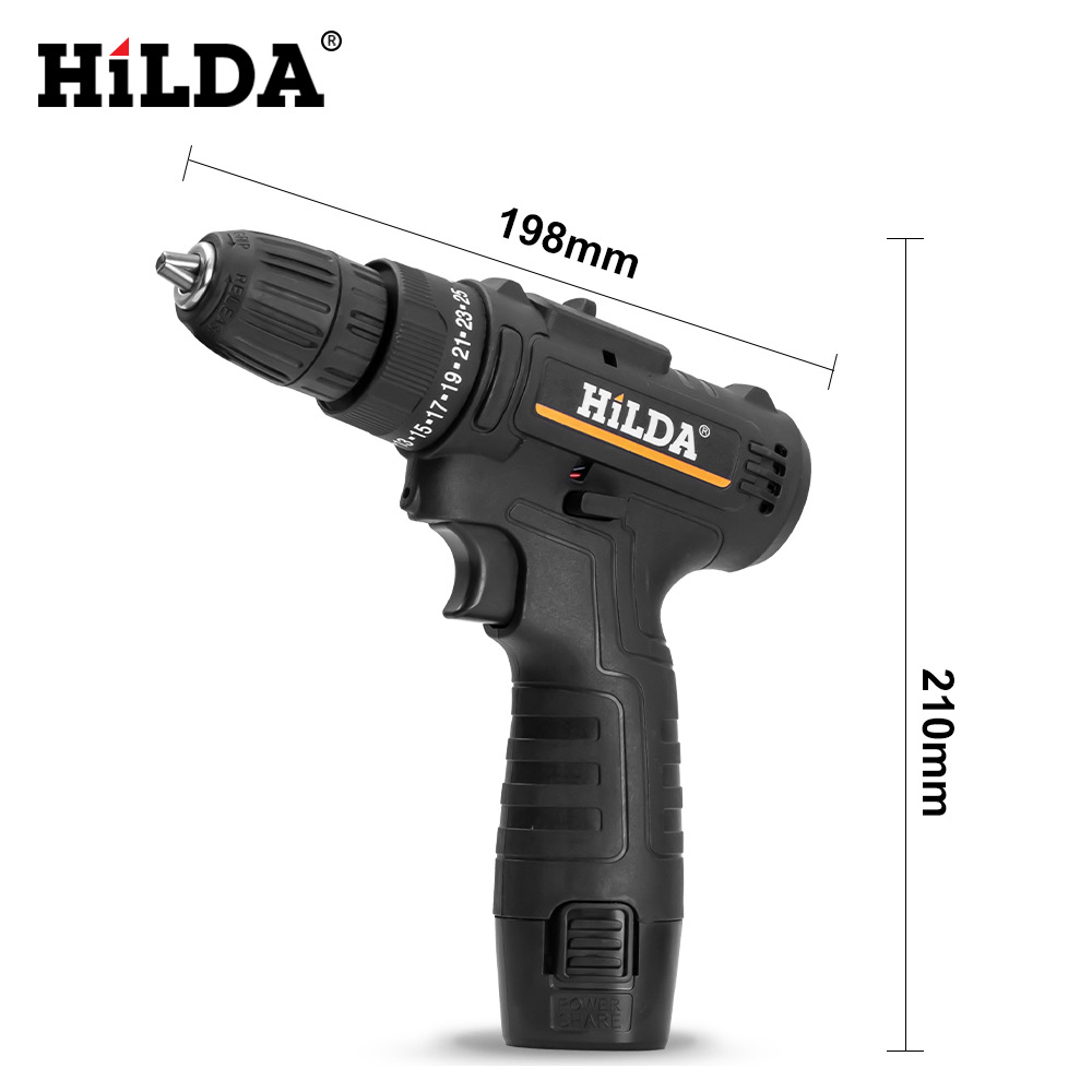 HiLDA destornillador eléctrico de Litio taladro eléctrico doméstico 12V taladro de mano de impacto inalámbrico de carga destornillador taladro eléctrico