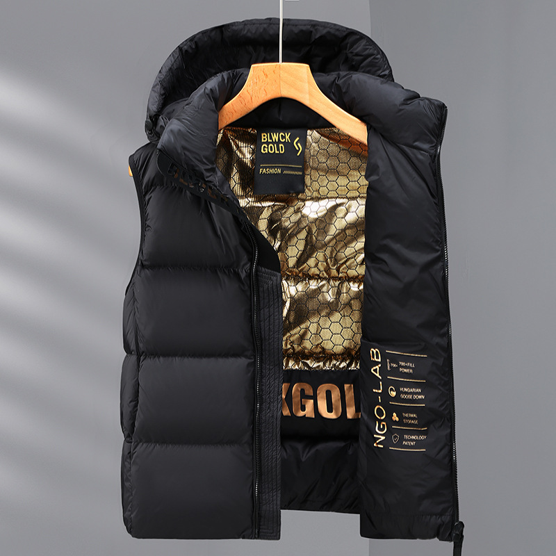 Chaleco de Plumas Ultraligero para Hombre de Nylon y Plumón de Pato Térmico para Otoño e Invierno