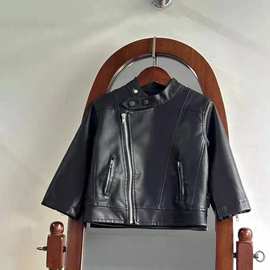 儿童皮衣女童男童外套宝宝皮夹克2024新款炸街痞帅机车服