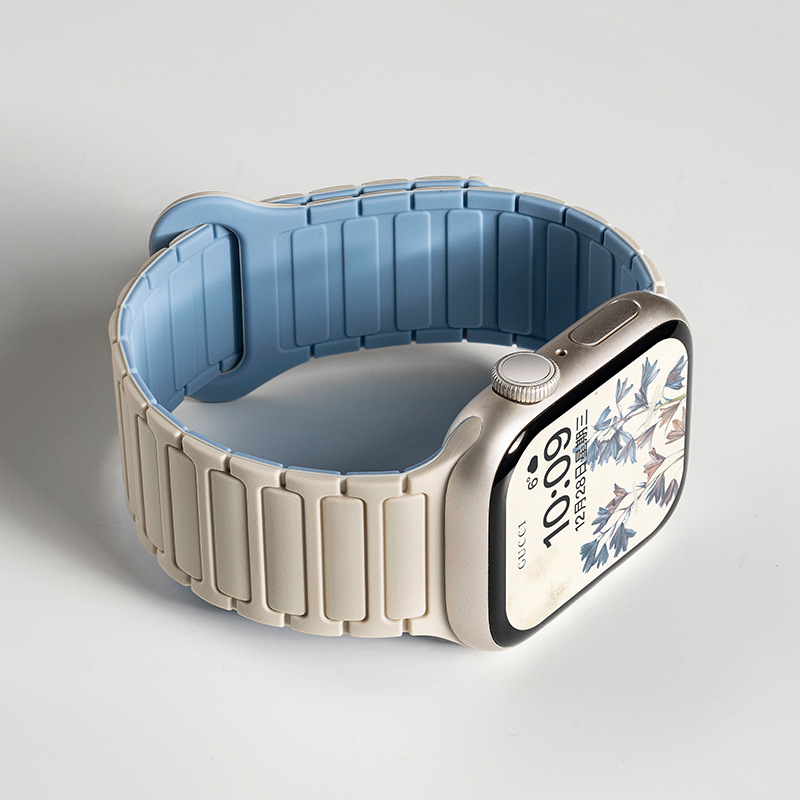 The Same Model Is Suitable for Apple Watch Iwatch11 Strap, Applewatch9 Magnetic Silicone S8 Wristband Ultra for Women