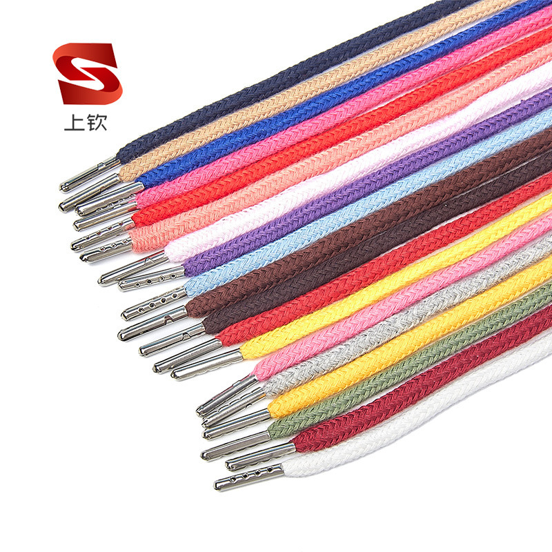 Cross-border in stock mm metal head color hat rope sports pants waist rope sweater hat band 1.3m polyester cotton clothing drawstring