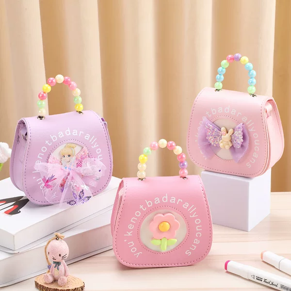 Fashionable Children's Coin Purse Cartoon Cute Shoulder Crossbody Bag Princess Pearl Handbag Wholesale Storage Princess Style
