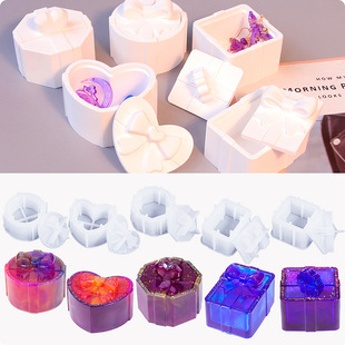 DIY Gel Dropping Christmas Gift Box Storage Box Silicone Mold Love Square Aromatherapy Candle Jar Plaster Mold