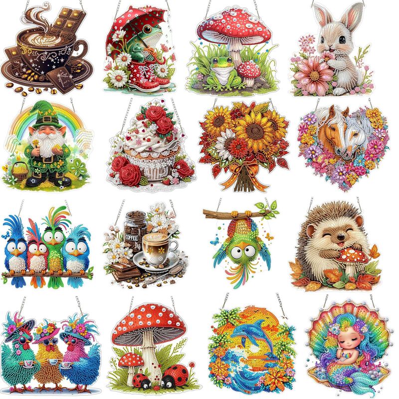 Cross-Border New Style Flower and Bird Animal Pattern 5D Diamond Painting DIY Hanging Decoration for Courtyard, Door Sign, Wall, and Home Decor