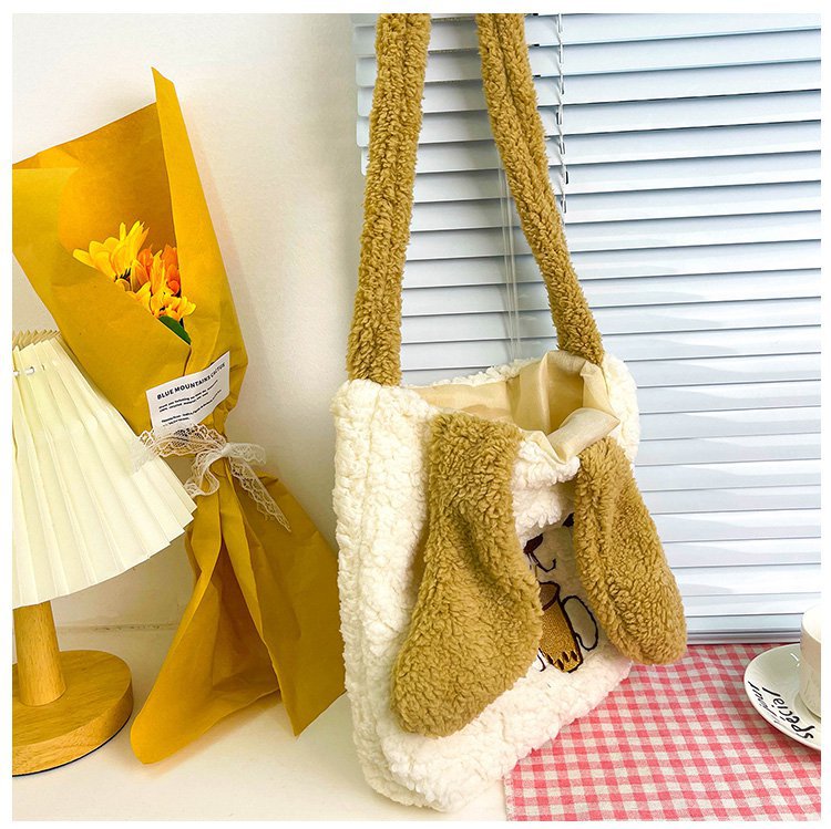 This autumn and winter hand-held bag with big ears, cute animal-embroidered fur, and a simple lambskin large-capacity student backpack undefined