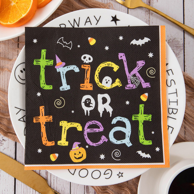 Halloween party tissue paper restaurant decoration cross-border tablecloth paper factory direct sale double printing paper printing wholesale