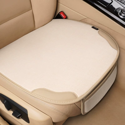 Seat cushion, seat cover – Car seat cushion for all - leather-and-linen-style-beige-two-pieces