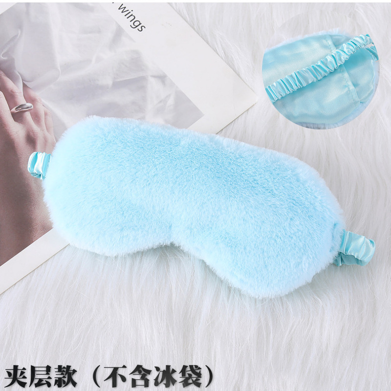 Spot piel de conejo pequeña máscara para dormir máscara para dormir máscara para ojos de felpa máscara para ojos transpirable de seda de imitación agradable para la piel máscara para ojos agradable para la piel de otoño e invierno