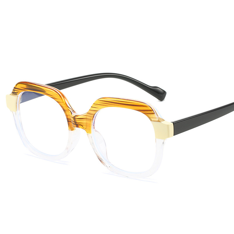 Gafas INS de alto grado marco cuadrado costura contraste color anti-azul gafas de luz Marco de las mujeres nuevas gafas lisas TR90 europeas y americanas