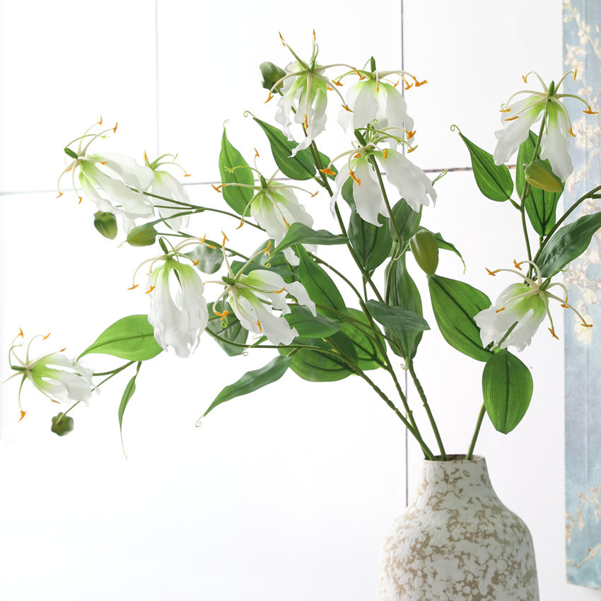 Artificial flower flame lily, artificial flower Jialan, modern home model room decoration, wedding photography, cross-border silk flower wholesale pic 5