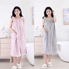 珊瑚绒浴裙女可穿可裹浴巾柔软加厚吸水宿舍家用洗澡抹胸吊带浴袍