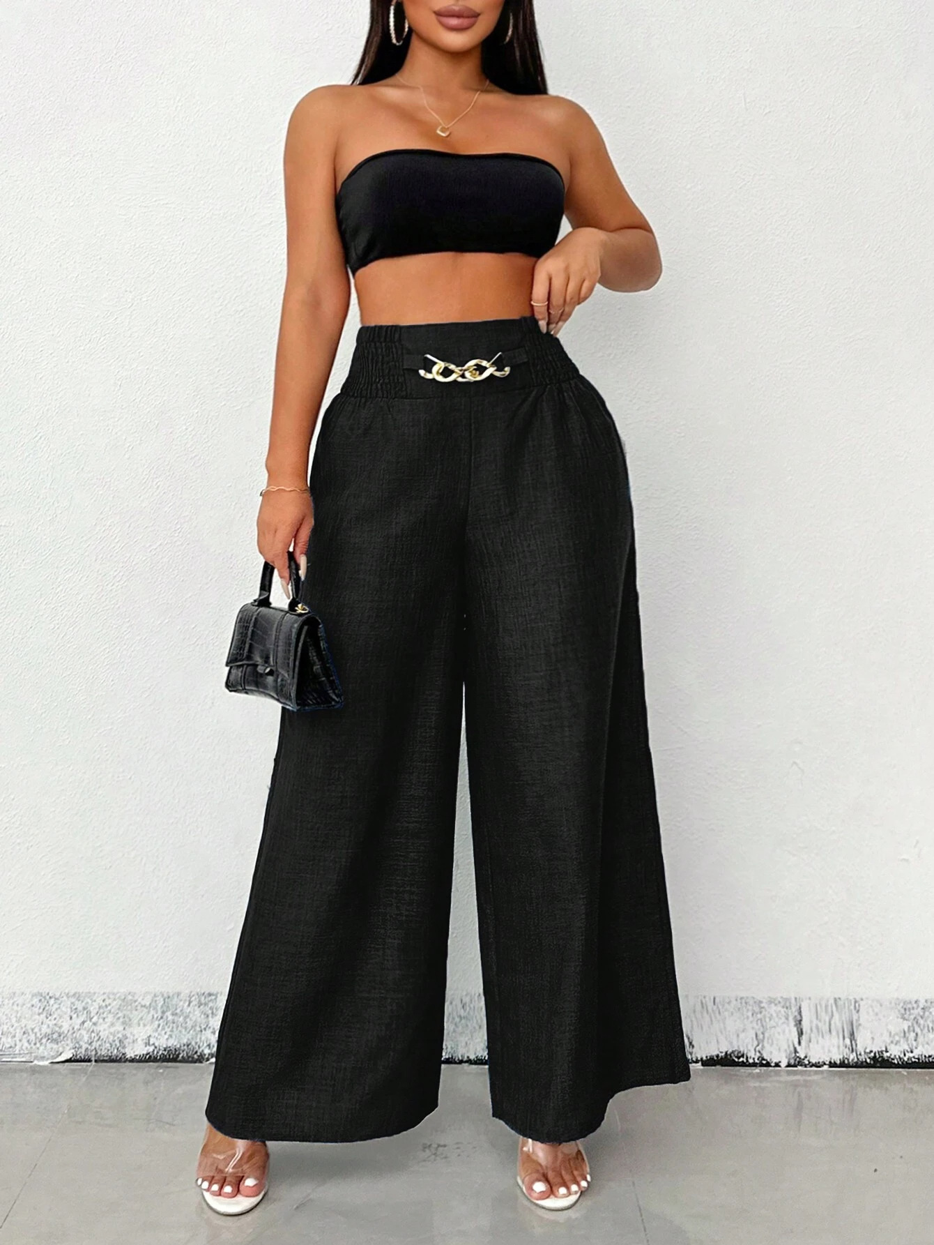 273g Weight Straight Pants Pants Length Polyester Fabric Type Low Waist Waist Line Casual Pants Pants Type Inelastic Elasticity Holiday Occasion Loose Fit Type Solid Color Pattern 2025 Spring and Summer Season Women's Gender Streetwear Style Women's Holiday Streetwear Solid Color Straight Pants Casual Pants 4