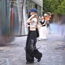 韩国潮牌badblood美式复古宽松休闲运动卫裤水洗阔腿裤女洗水做旧