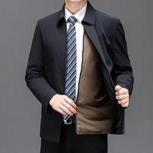 品牌行政商务夹克外套中老年爸爸男士秋冬新款翻领鹅绒内胆羽绒服