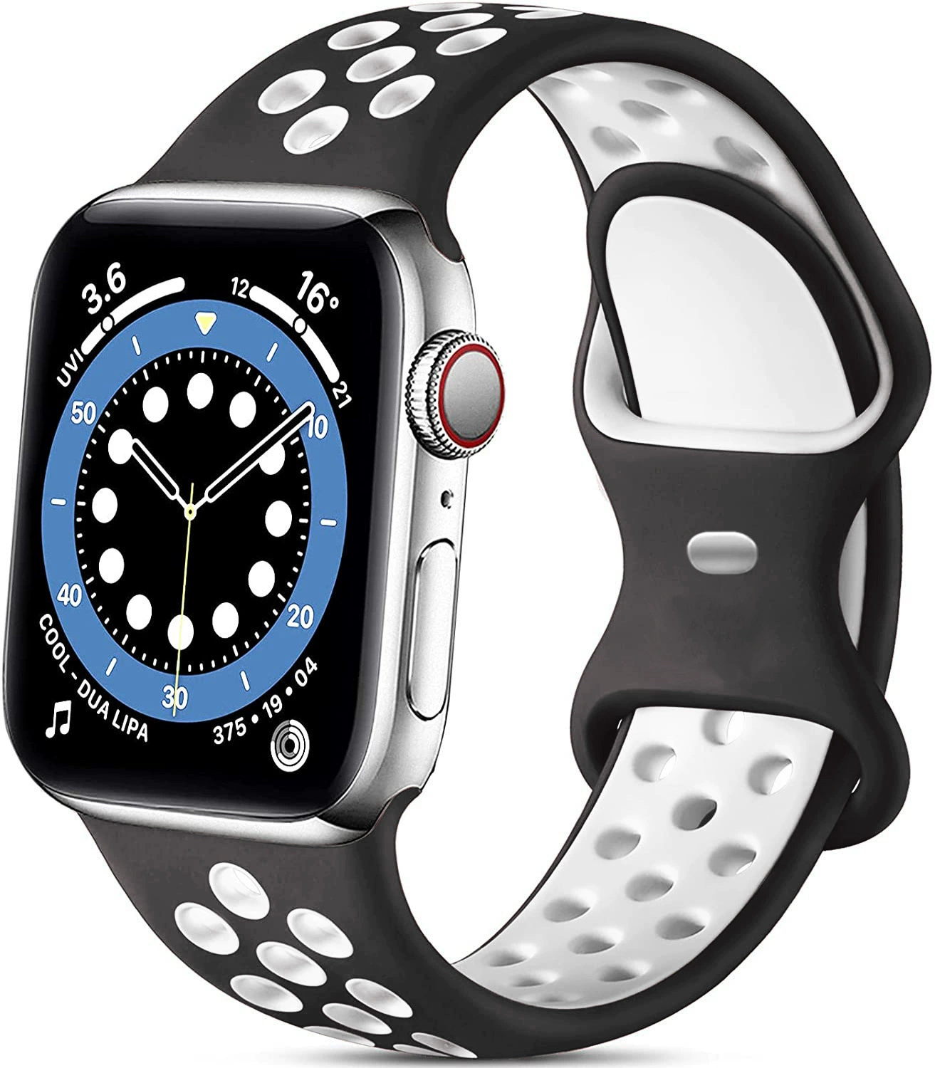 Применимый AppleWatch7 Apple двухцветный Nike силиконовый ремешок iWatch8 бабочка пряжка двухцветный дыхательный