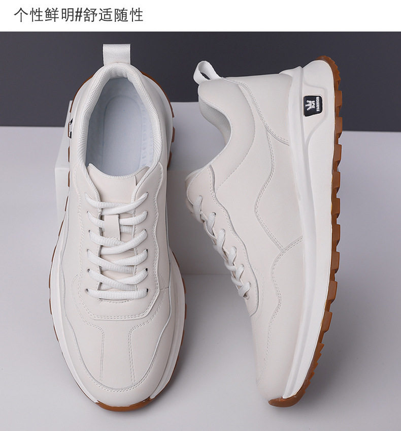 Giày thể thao nam sneaker cổ thấp đế dày, dây buộc, mũi tròn, phong cách năng động — GX129 màu trắng, GX129 màu đen chi tiết 15