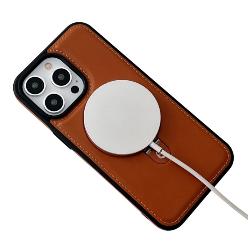Adecuado para Apple 15 funda para teléfono móvil, funda protectora iPhone16, succión magnética 13ProMax, soporte de cuero de alta gama 14 a prueba de caídas, tramo