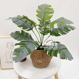 仿真旅人蕉绿植出口美人蕉盆栽亚马逊落地装饰植物人造天堂鸟盆栽