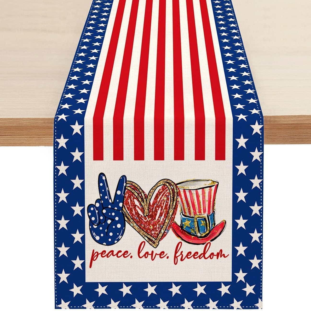 Transfronterizo 2024 Amazon nuevo día independiente pentáculo lino tabla bandera tabla de comedor tabla de té tabla de bandera