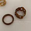 Retro set, chain, acrylic resin, ring, South Korea, simple and elegant design, french style