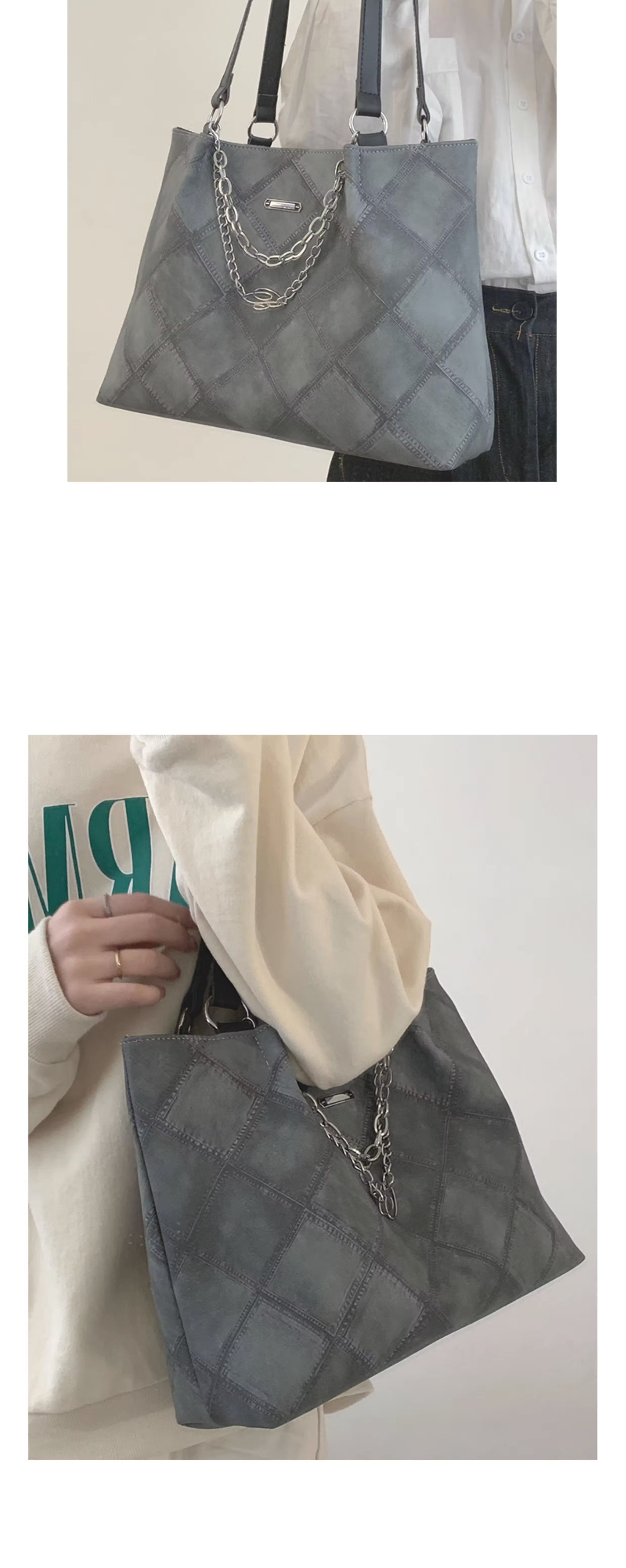 Diamond-shaped commuter bag for women 2023, a trendy and retro diamond-shaped tote bag, a large-capacity single-shoulder bag for students' classes undefined