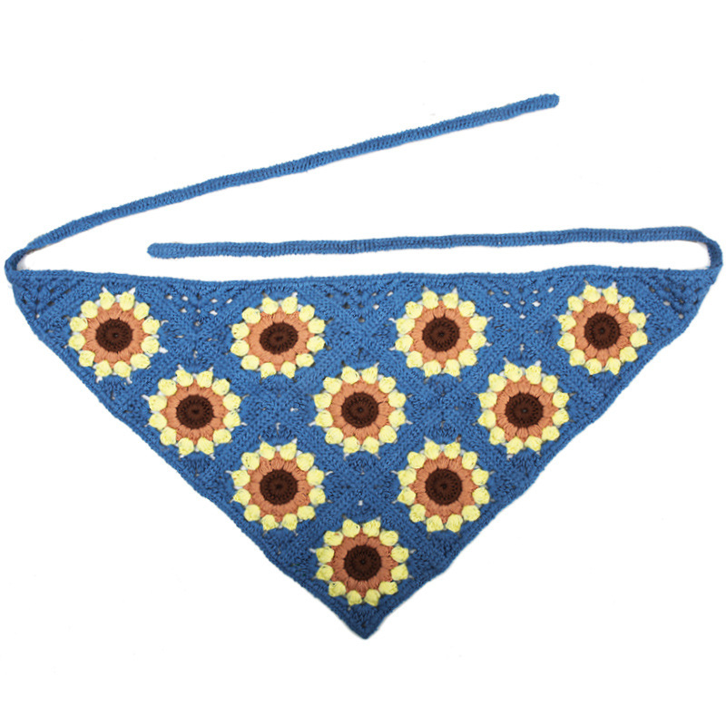Francia cereza toallas triangulares mujeres primavera y otoño viajes padres-hijos gancho de punto flores hueco pañuelo de arte correa de pelo gorro