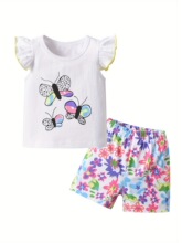 D 12217 Girl's Printed T-Shirt Set Ůͯӡ����װ ŷ���羳