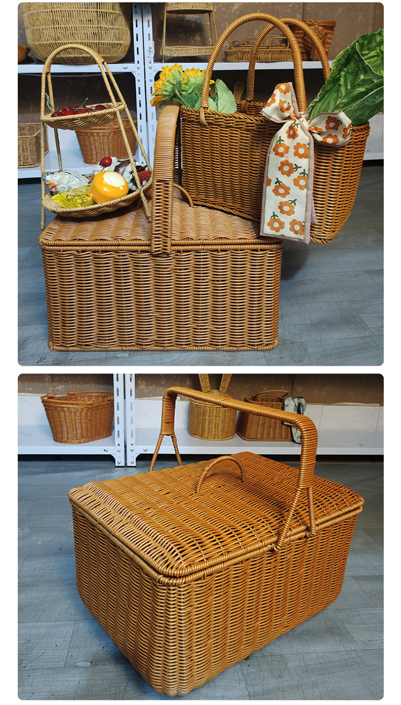 Storage Basket Classification 1 Piece Quantity Casual Pastoral Solid Color Imitation Rattan Storage Basket