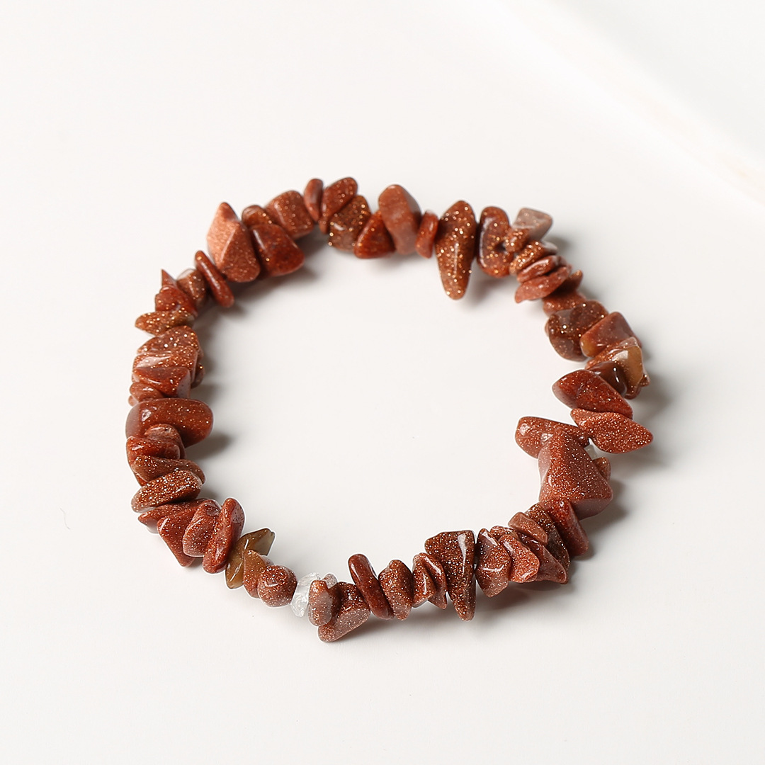 Pulsera de anillo único de piedra de cuartil natural irregular pulsera de cuerda elástica de piedra original estilo fresco simple y versátil